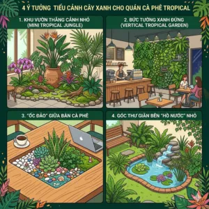 4 ý tưởng tiểu cảnh cây xanh cho quán cà phê phong cách tropical