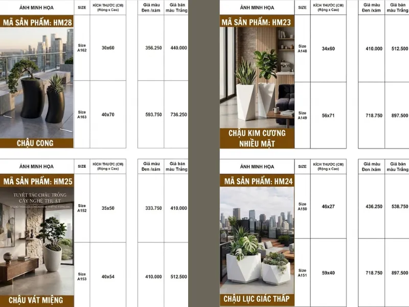 Báo Giá Chậu Xi Măng Decor 2026