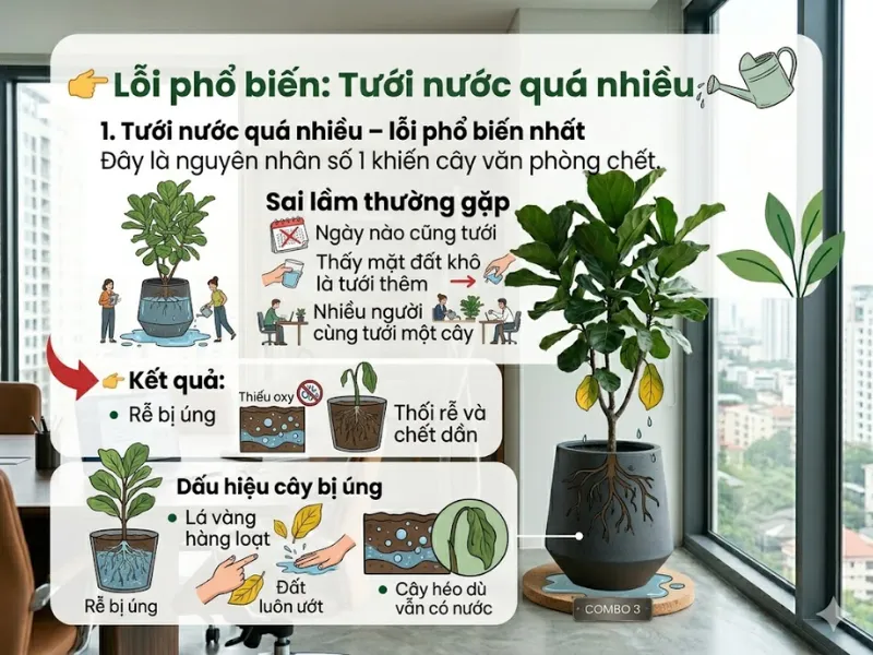 Vì Sao Cây Văn Phòng Hay Chết Dù Chăm Thường Xuyên?