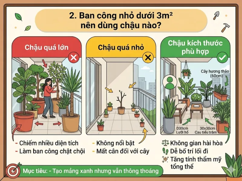 Set Up Chậu Composite Theo Kích Thước Ban Công Nhà Bạn