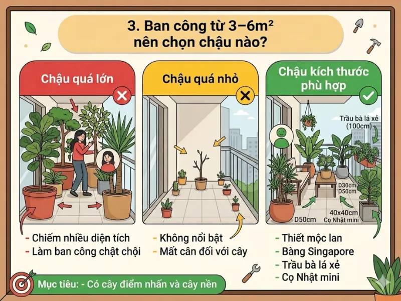Set Up Chậu Composite Theo Kích Thước Ban Công Nhà Bạn