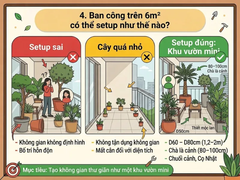 Set Up Chậu Composite Theo Kích Thước Ban Công Nhà Bạn
