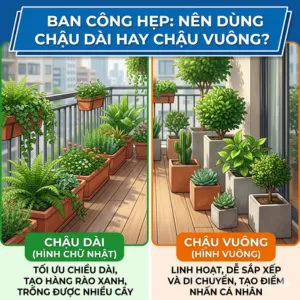 Ban Công Hẹp Nên Dùng Chậu Dài Hay Chậu Vuông?
